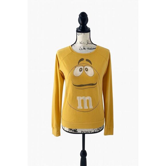 M&M’s Women’s Small Yellow Long Sleeve Graphic Tee | Character Print Shirt - Picture 1 of 4